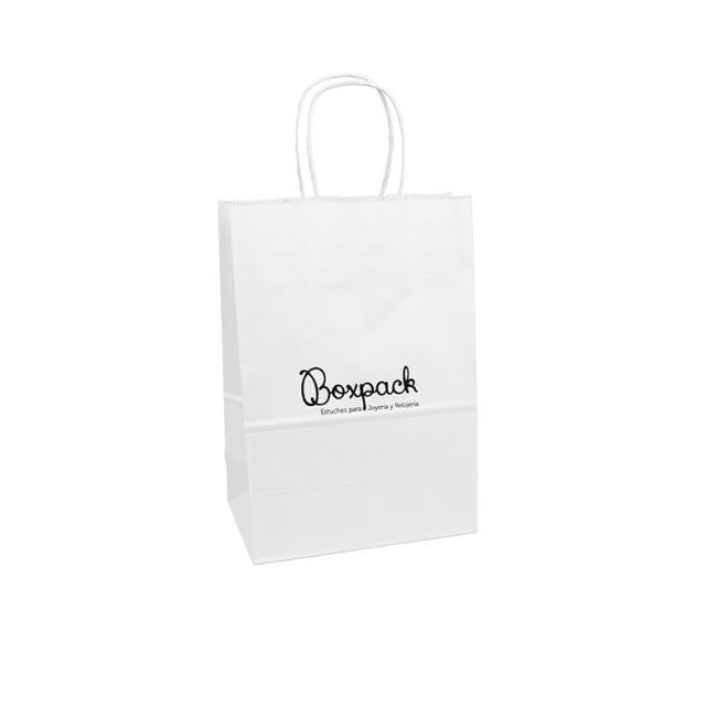 Bolsa de papel económica blanca para joyería, bisutería, relojería y boutique 220X320X120 mm BE-320-B