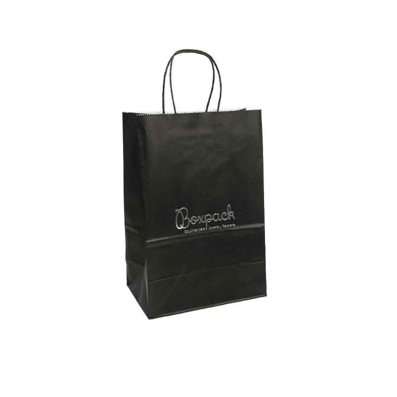 Bolsa de papel económica negro para joyería, bisutería, relojería y boutique 220X320X120 mm BE-320-N