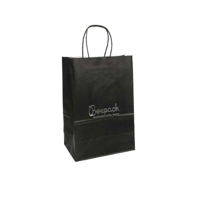 Günstige schwarze Papiertragetasche für Schmuck, Uhren und Boutiquen 220 x 320 x 120 mm BE-320-N