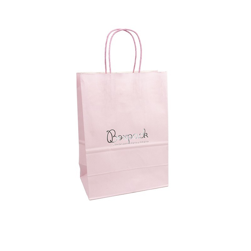 Bolsa de papel económica rosa cuarzo para joyería, bisutería, relojería y boutique 220X320X120 mm BE-320-RS