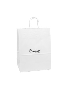 Bolsa de papel económica blanca para joyería, bisutería, relojería y boutique 320X420X150 mm BE-420-B