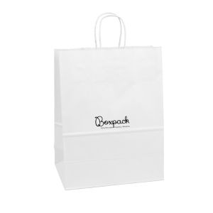 Bolsa de papel económica blanca para joyería, bisutería, relojería y boutique 320X420X150 mm BE-420-B