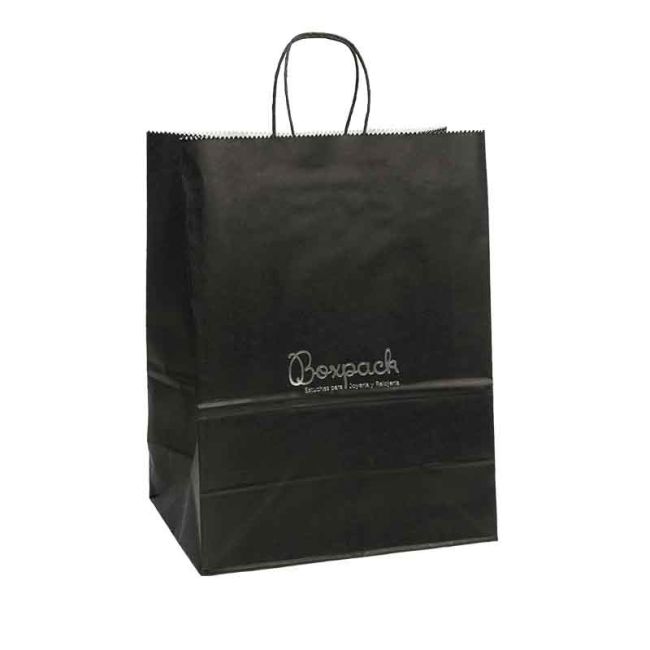 Bolsa de papel económica negra para joyería, bisutería, relojería y boutique 320X420X150 mm BE-420-N