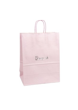 Bolsa de papel económica rosa cuarzo para joyería, bisutería, relojería y boutique 320X420X150 mm BE-420-RS