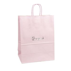 Bolsa de papel económica rosa cuarzo para joyería, bisutería, relojería y boutique 320X420X150 mm BE-420-RS