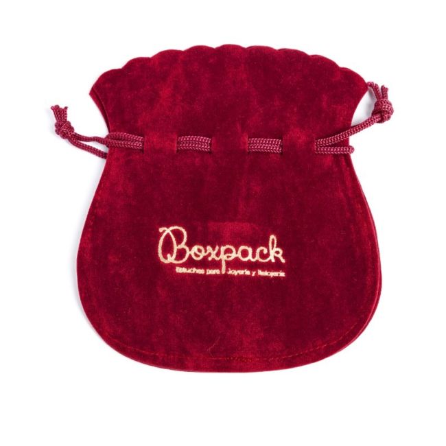 Bolsa textil de antelina burdeos para joyería y bisutería 100x120  mm A-103-BU