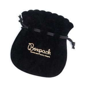 Bolsa textil de antelina negra para joyería y bisutería 100x120  mm A-103-N