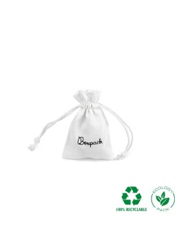 Bolsa textil de algodón color blanco para joyería y bisutería 65x95 mm C-301-B