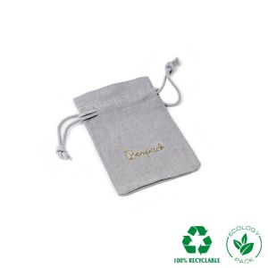 Bolsa textil de algodón color gris para joyería y bisutería 65x95 mm C-301-G