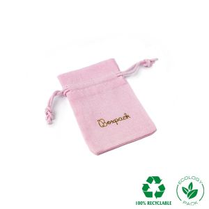Pochette en coton pour bijoux, rose 65 x 95 mm C-301-RS