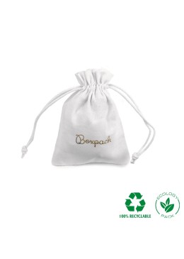 Bolsa textil de algodón color blanco para joyería y bisutería 95x120 mm C-302-B
