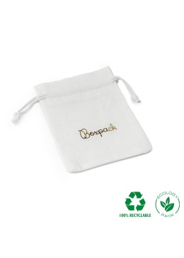 Bolsa textil de algodón color blanco para joyería y bisutería 95x120 mm C-302-B