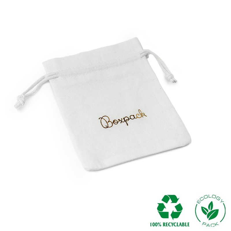 Bolsa textil de algodón color blanco para joyería y bisutería 95x120 mm C-302-B