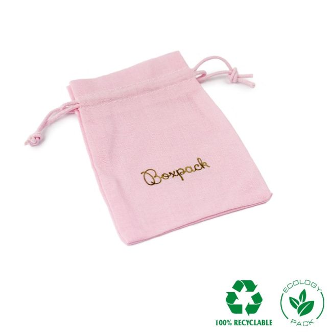Bolsa textil de algodón color rosa para joyería y bisutería 95x120 mm C-302-RS