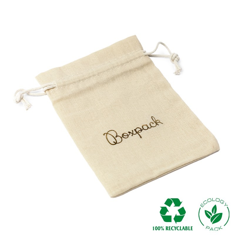 Bolsa textil de algodón color natural para joyería y bisutería 105X145 mm C-303-NA