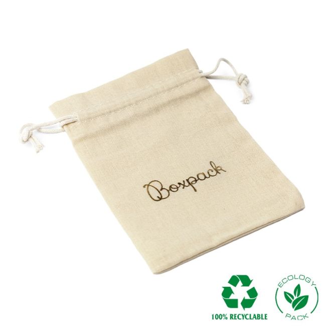 Bolsa textil de algodón color natural para joyería y bisutería 105X145 mm C-303-NA