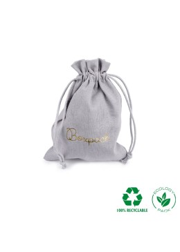 Bolsa textil de algodón color gris para joyería y bisutería 105X145 mm C-303-G