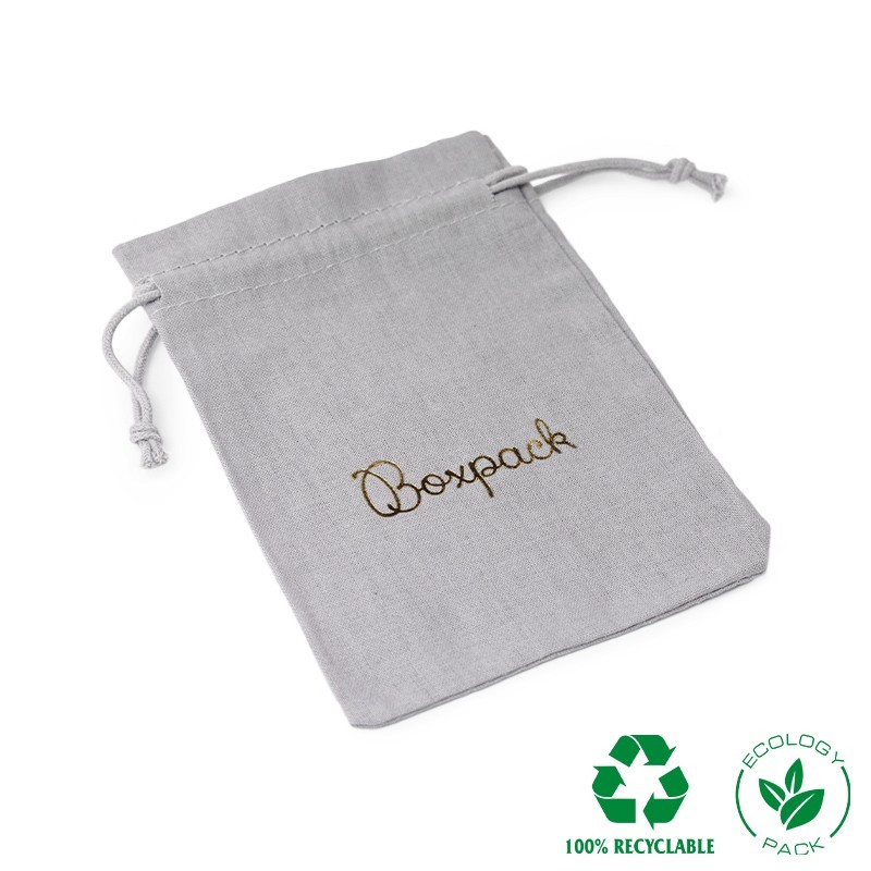 Bolsa textil de algodón color gris para joyería y bisutería 105X145 mm C-303-G
