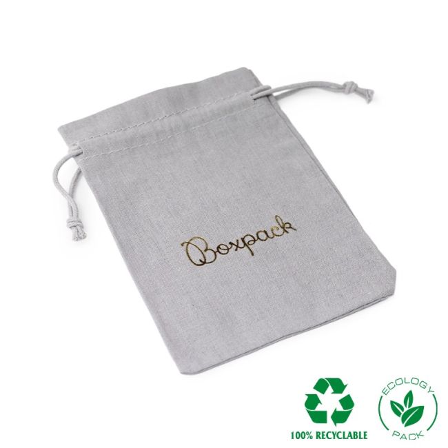 Bolsa textil de algodón color gris para joyería y bisutería 105X145 mm C-303-G