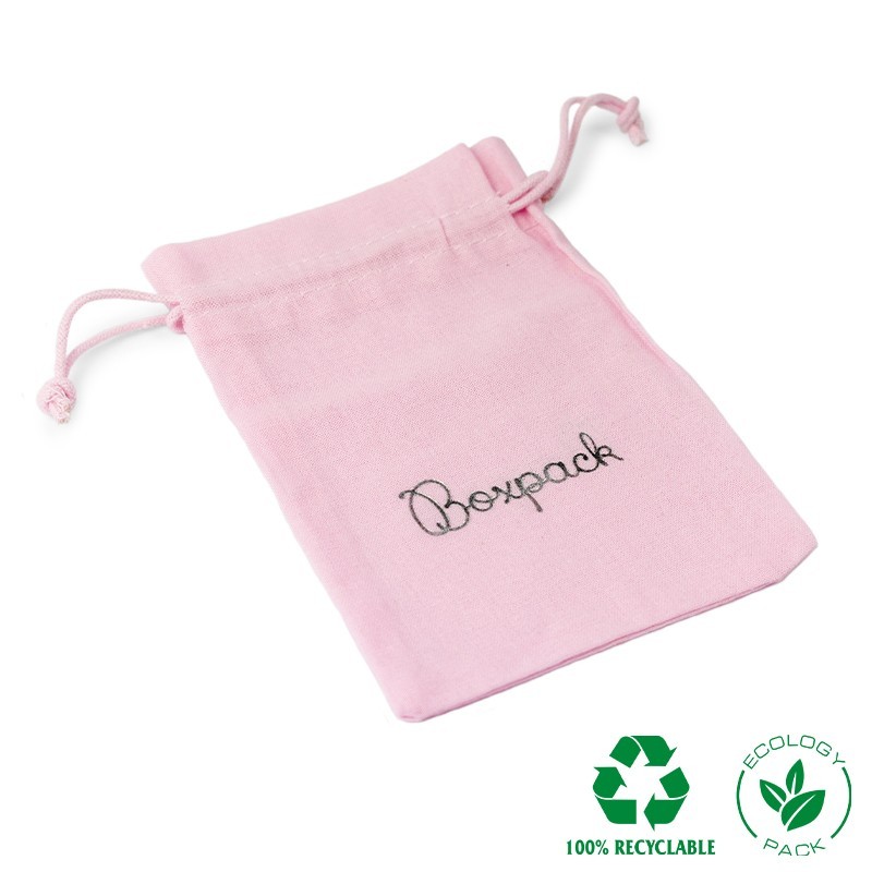 Bolsa textil de algodón color rosa para joyería y bisutería 105X145 mm C-303-RS