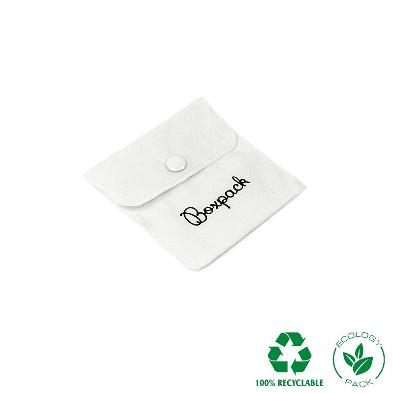 Bolsa textil de algodón color blanco para joyería y bisutería 79x79 mm C-502-B