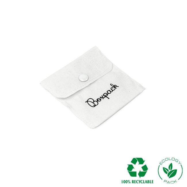 Bolsa textil de algodón color blanco para joyería y bisutería 79x79 mm C-502-B