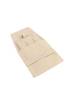 Bolsa más taco de microfibra arena para pendientes con cierre de solapa y cinturón para joyería y bisutería.