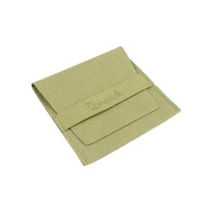 Pochette en microfibre avec coussinet pour boucles d’oreilles, fermeture à rabat et patte, kaki