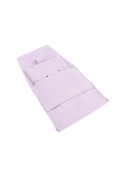 Bolsa más taco de microfibra lila para pendientes con cierre de solapa y cinturón para joyería y bisutería.