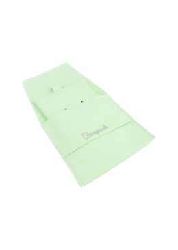 Bolsa más taco de microfibra menta para pendientes con cierre de solapa y cinturón para joyería y bisutería.