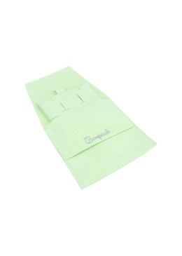 Bolsa más taco de microfibra menta para pendientes con cierre de solapa y cinturón para joyería y bisutería.