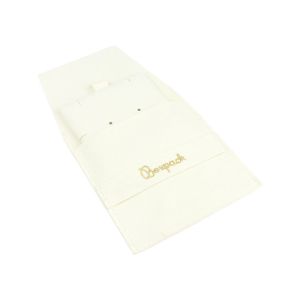Microfiber pouch with earring pad, flap and strap closure, ivory