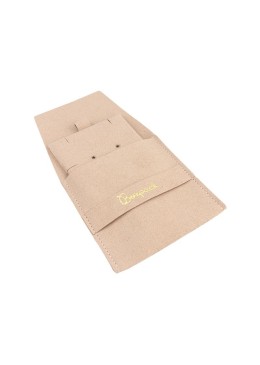 Bolsa más taco de microfibra nude para pendientes con cierre de solapa y cinturón para joyería y bisutería.