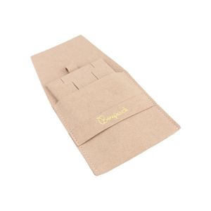 Schmuckbeutel aus Mikrofaser in Nude mit Klappe, Riegel und Ohrring-Einlage