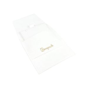 Microfiber pouch with earring pad, flap and strap closure, white