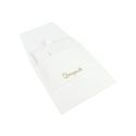 Microfiber pouch with earring pad, flap and strap closure, white