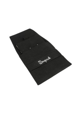 Bolsa más taco de microfibra negro para pendientes con cierre de solapa y cinturón para joyería y bisutería.