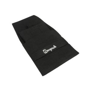 Microfiber pouch with earring pad, flap and strap closure, black