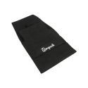 Microfiber pouch with earring pad, flap and strap closure, black