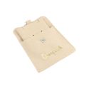 Sacchetto in microfibra con cuscinetto per orecchini, chiusura a patta con bottone, color sabbia