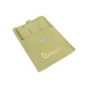 Pochette en microfibre avec coussinet pour boucles d’oreilles, fermeture à rabat et bouton, kaki