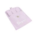 Microfiber pouch with earring pad, flap and button closure, lilac
