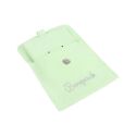 Microfiber pouch with earring pad, flap and button closure, mint