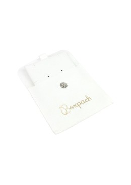 Bolsa más taco de microfibra blanco para pendientes con cierre de solapa y botón para joyería y bisutería.