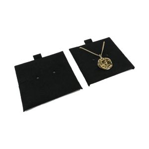 Microfiber pouch with earring pad, flap and button closure, black