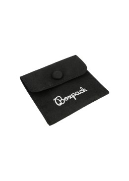 Bolsa más taco de microfibra negro para pendientes con cierre de solapa y botón para joyería y bisutería.