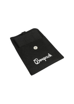 Bolsa más taco de microfibra negro para pendientes con cierre de solapa y botón para joyería y bisutería.