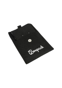 Bolsa más taco de microfibra negro para pendientes con cierre de solapa y botón para joyería y bisutería.