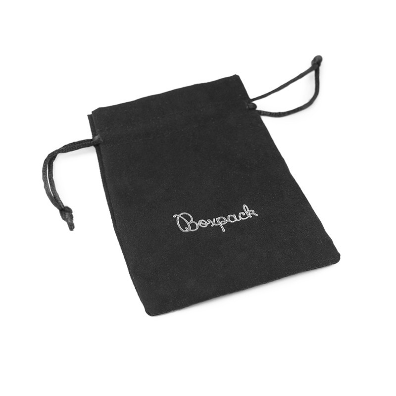 Bolsa textil suede color negro para joyería y bisutería 95x120 mm S-302-N