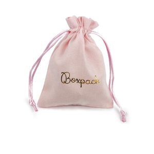 Faux suede pouch for jewelry, powder pink 105 x 145 mm S-303-RE